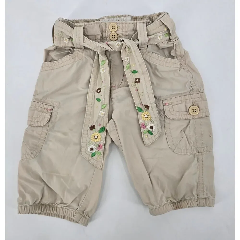 Vintage OshKosh B’gosh Y2K Fairycore/Cotragecore Cargo‎ Capris 2T  Embroidered
